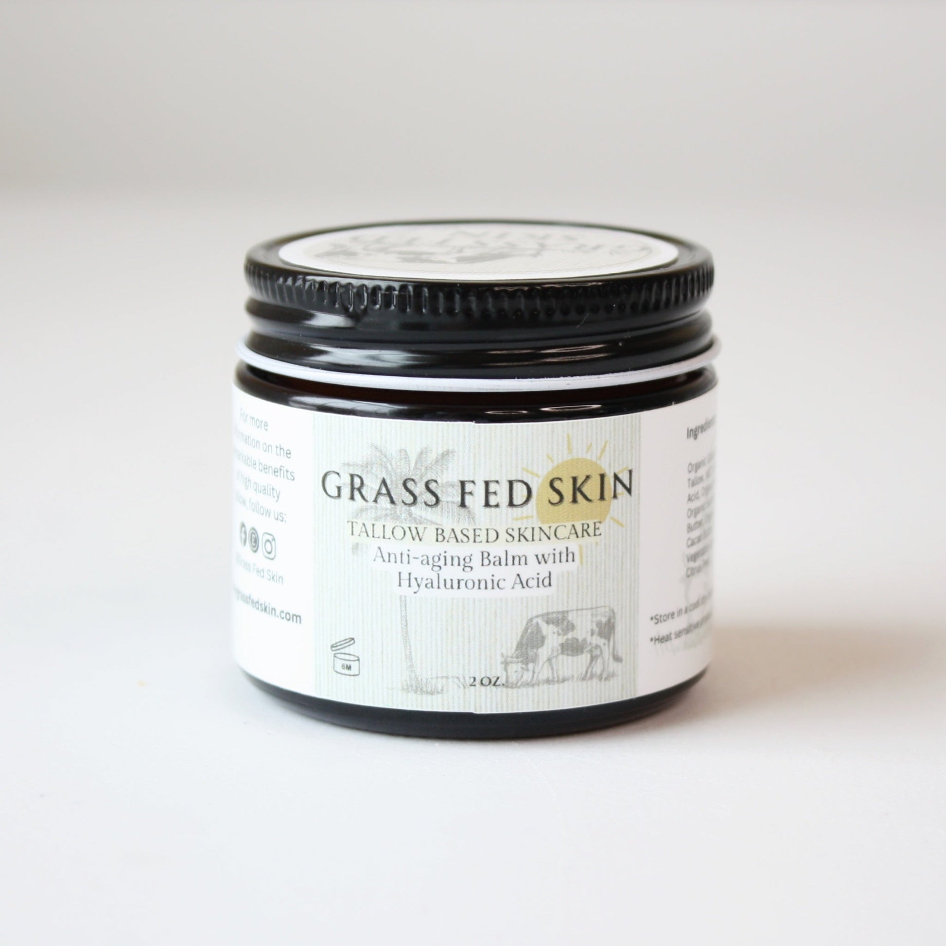 Grass Fed Skin Tallow Anti Aging Balm with Hyaluronic Acid - Made in the USA