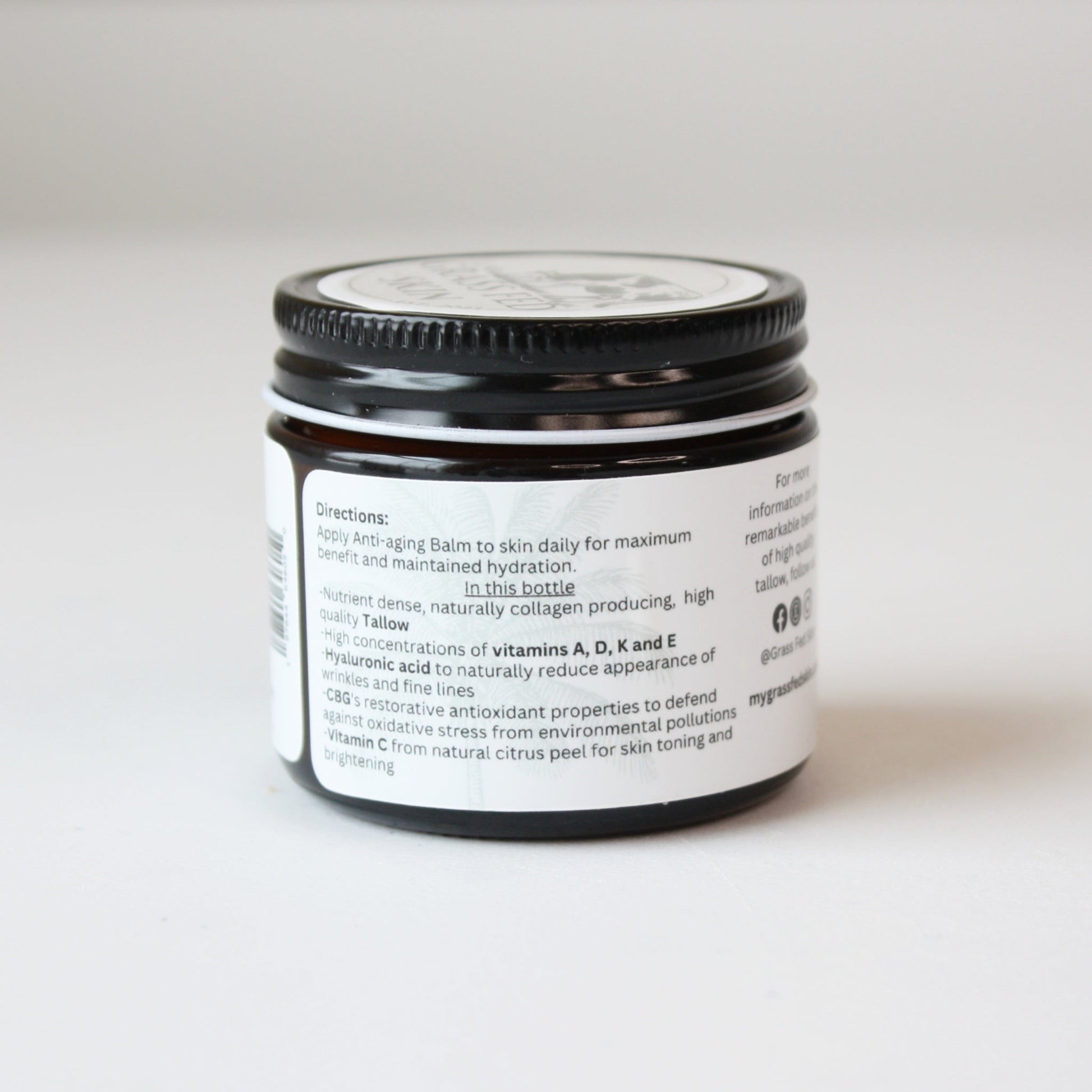 Grass Fed Skin Tallow Anti Aging Balm with Hyaluronic Acid - Made in the USA