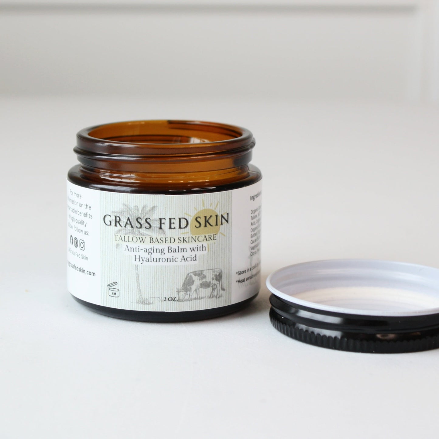 Grass Fed Skin Tallow Anti Aging Balm with Hyaluronic Acid - Made in the USA