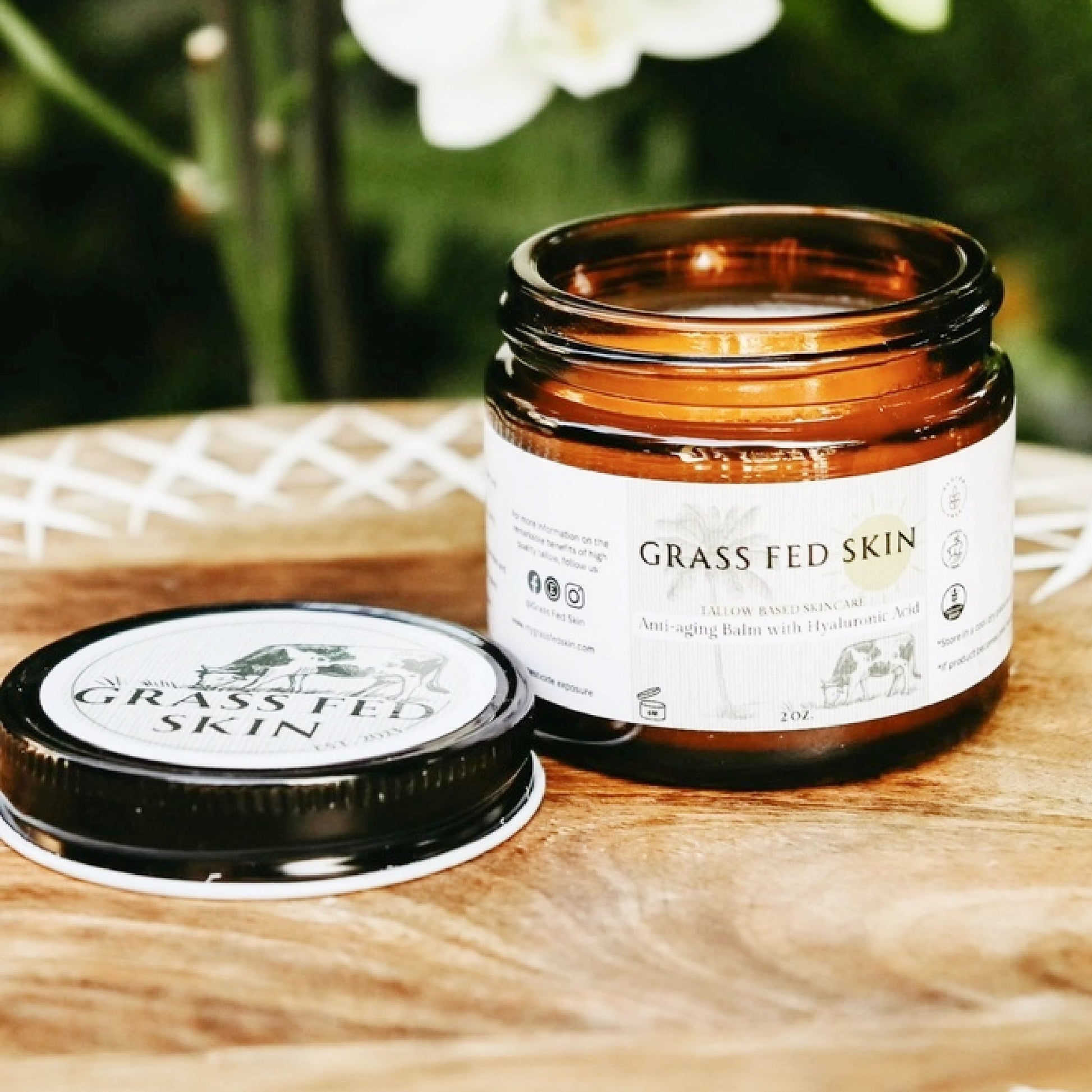 Grass Fed Skin Tallow Anti Aging Balm with Hyaluronic Acid - Made in the USA