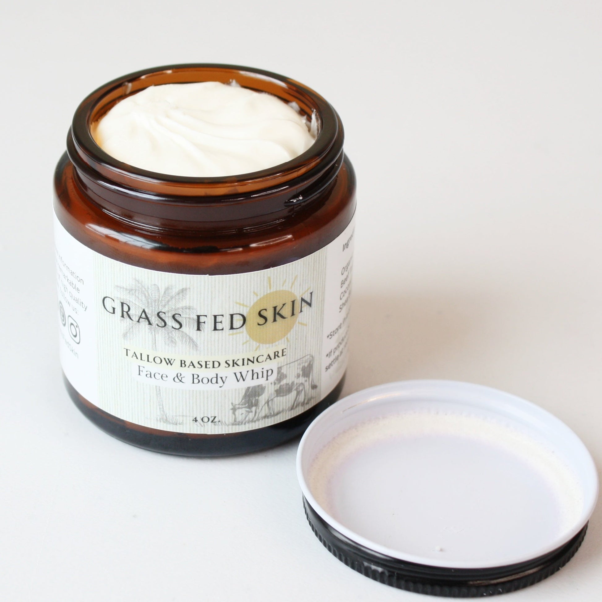 Grass Fed Skin Tallow Face and Body Whip - Made in the USA