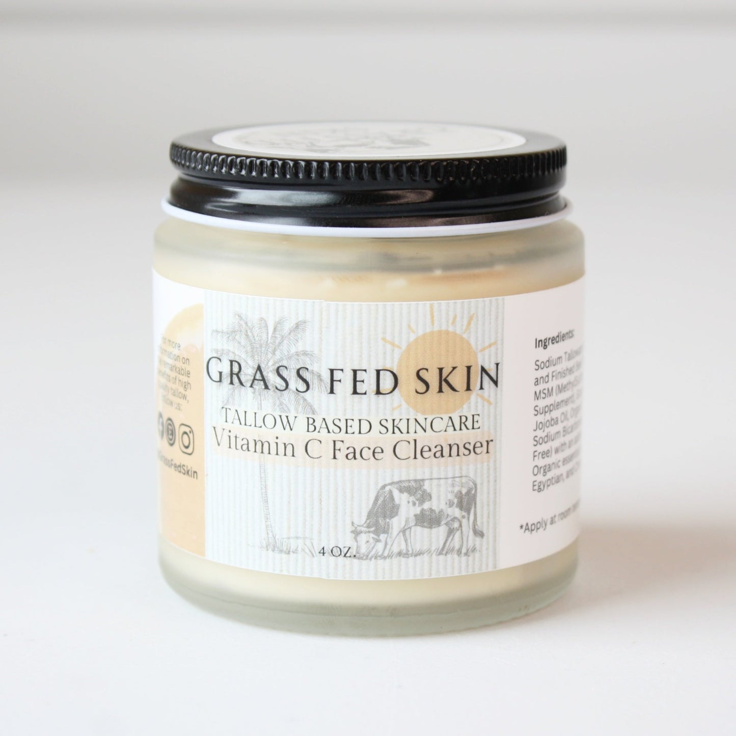 Grass Fed Skin Tallow Vitamin C Face Cleanser - Made in the USA