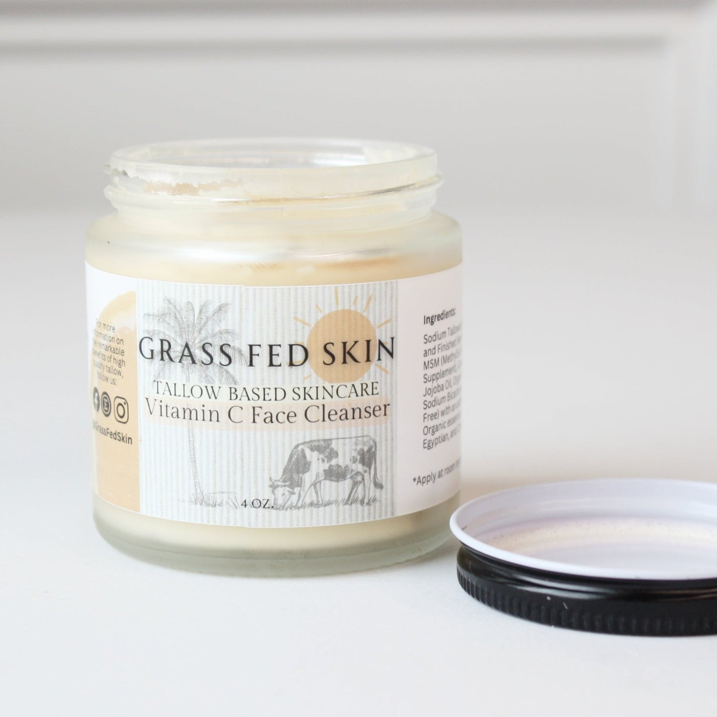 Grass Fed Skin Tallow Vitamin C Face Cleanser - Made in the USA