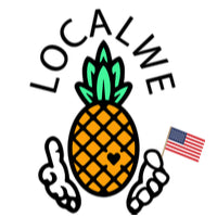 LocalWe logo of a pineapple reaching out with hands holding an American Flag