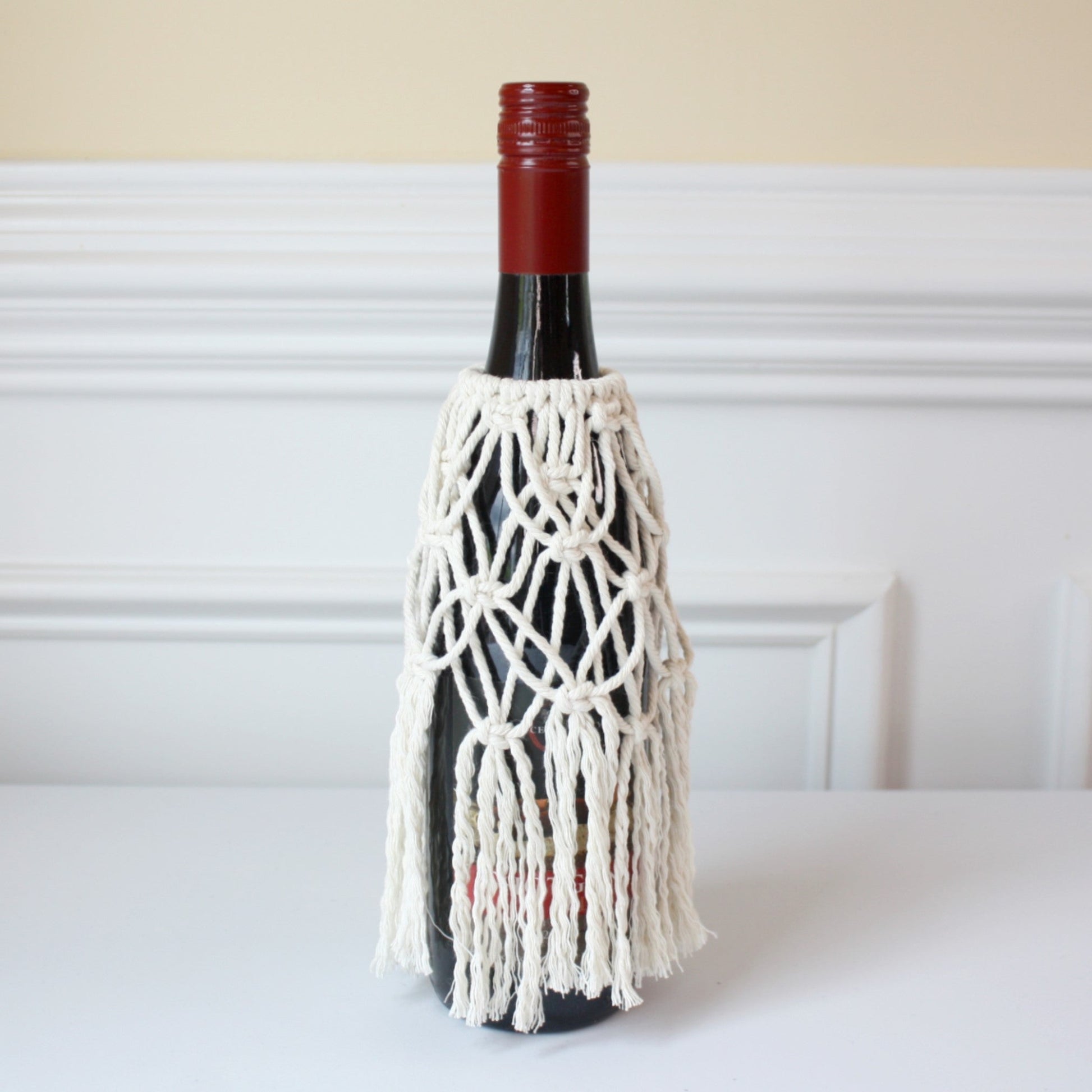 Macrame Boho Wine Bottle Cover - Made in the USA