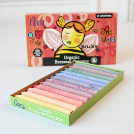 Organic Beeswax Crayons - 12 Color Sticks - Made in the USA