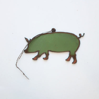 Recycled Metal Pig Ornament - Made in the USA