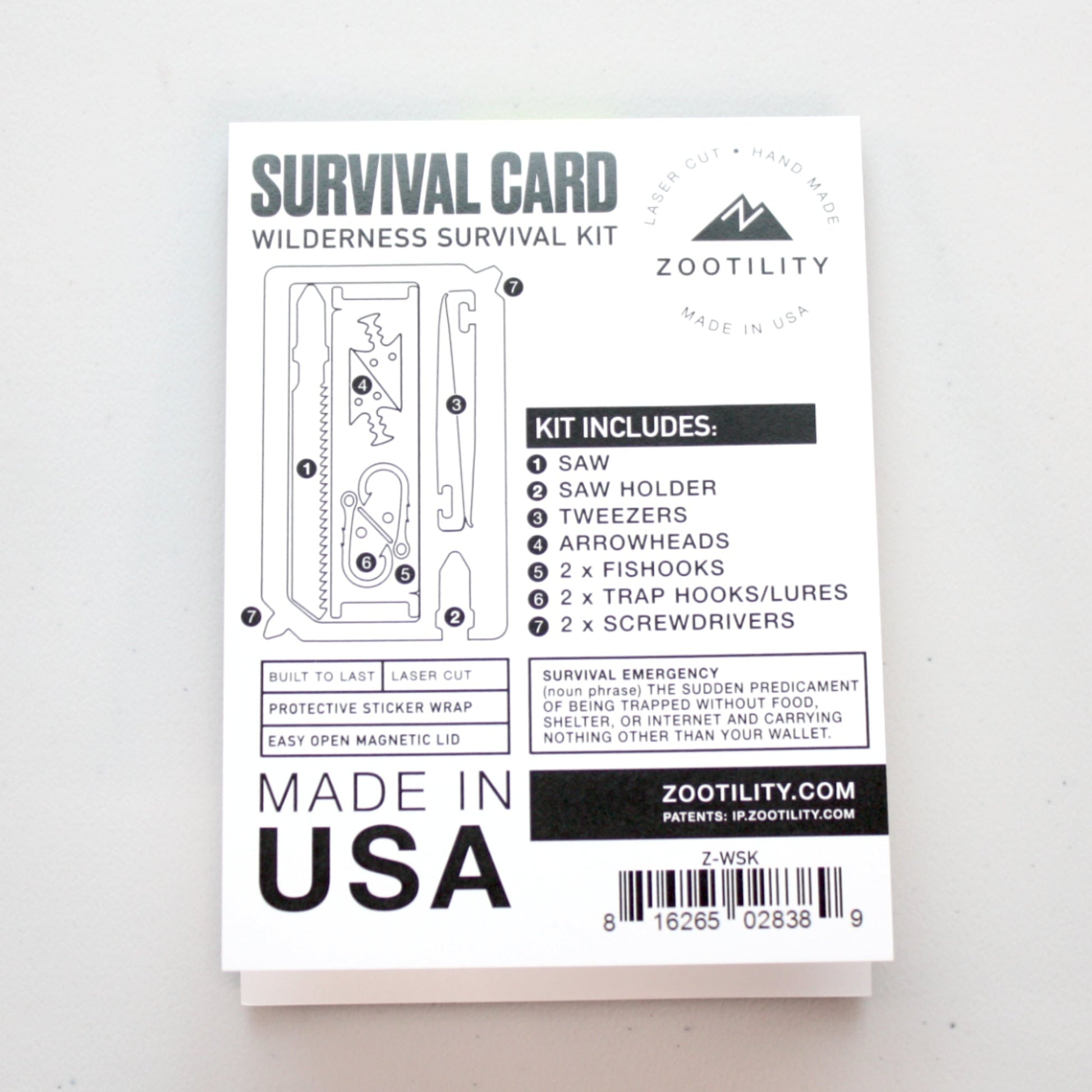 Pocket Wilderness Survival Kit - Made in the USA