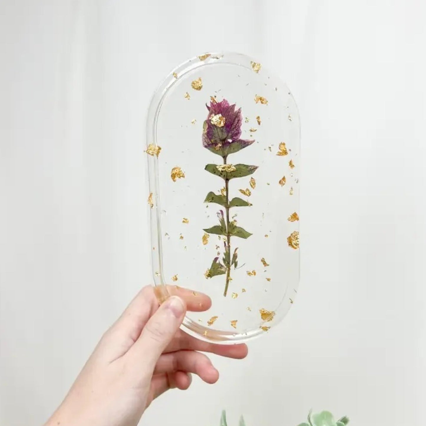 Pressed Flower Trinket Tray - Made in the USA
