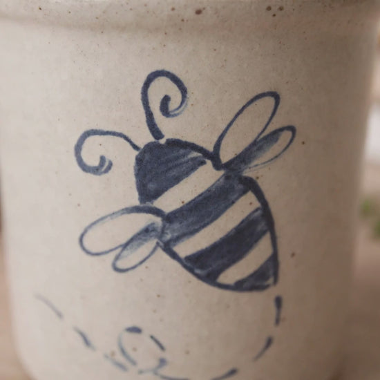 Bumble Bee Hand Painted Pottery Candle Crock - Made in the USA