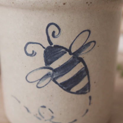 Bumble Bee Hand Painted Pottery Candle Crock - Made in the USA