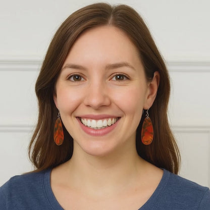 Flame Paint Copper Boho Teardrop Earrings - Made in the USA