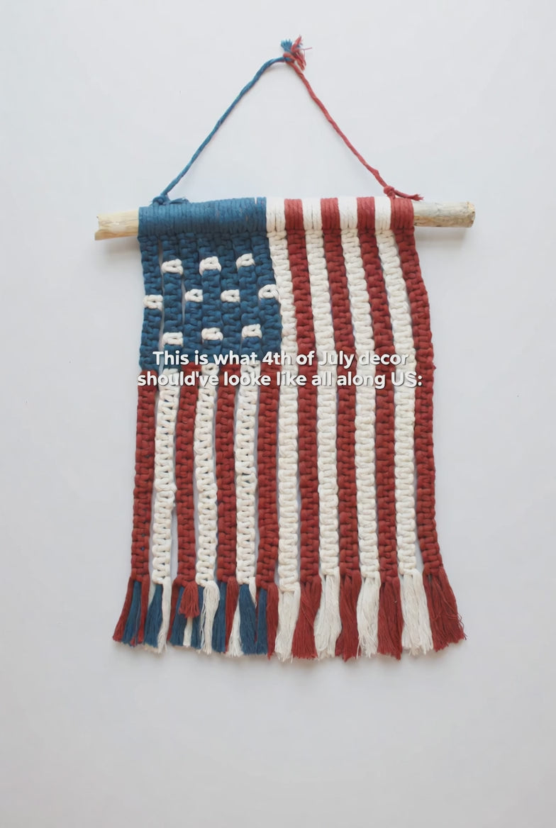 Macrame Boho American Flag - Made in the USA