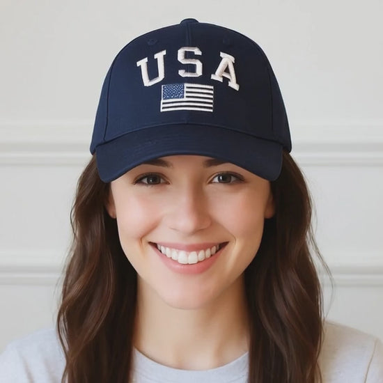 USA Flag Hat in Navy - Made in the USA
