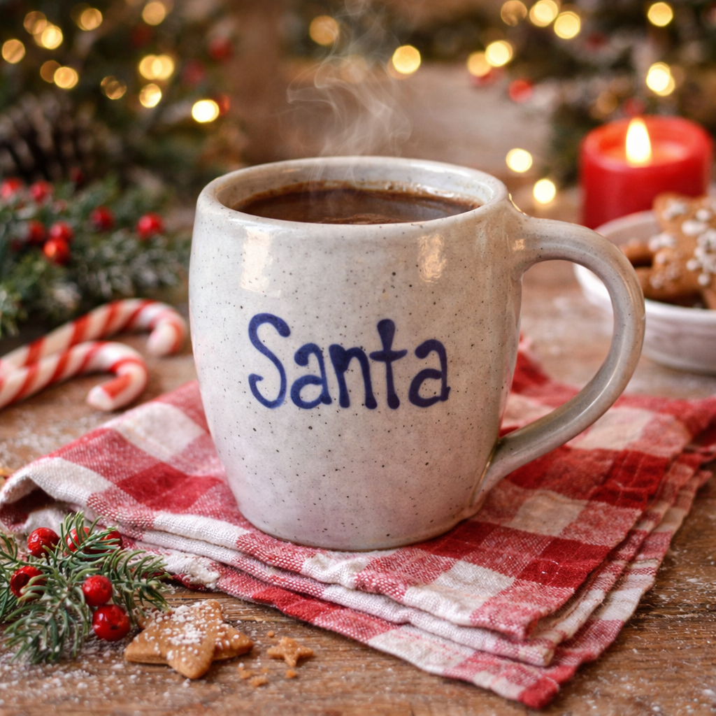 Santa's Pottery Cocoa Mug - Made in the USA