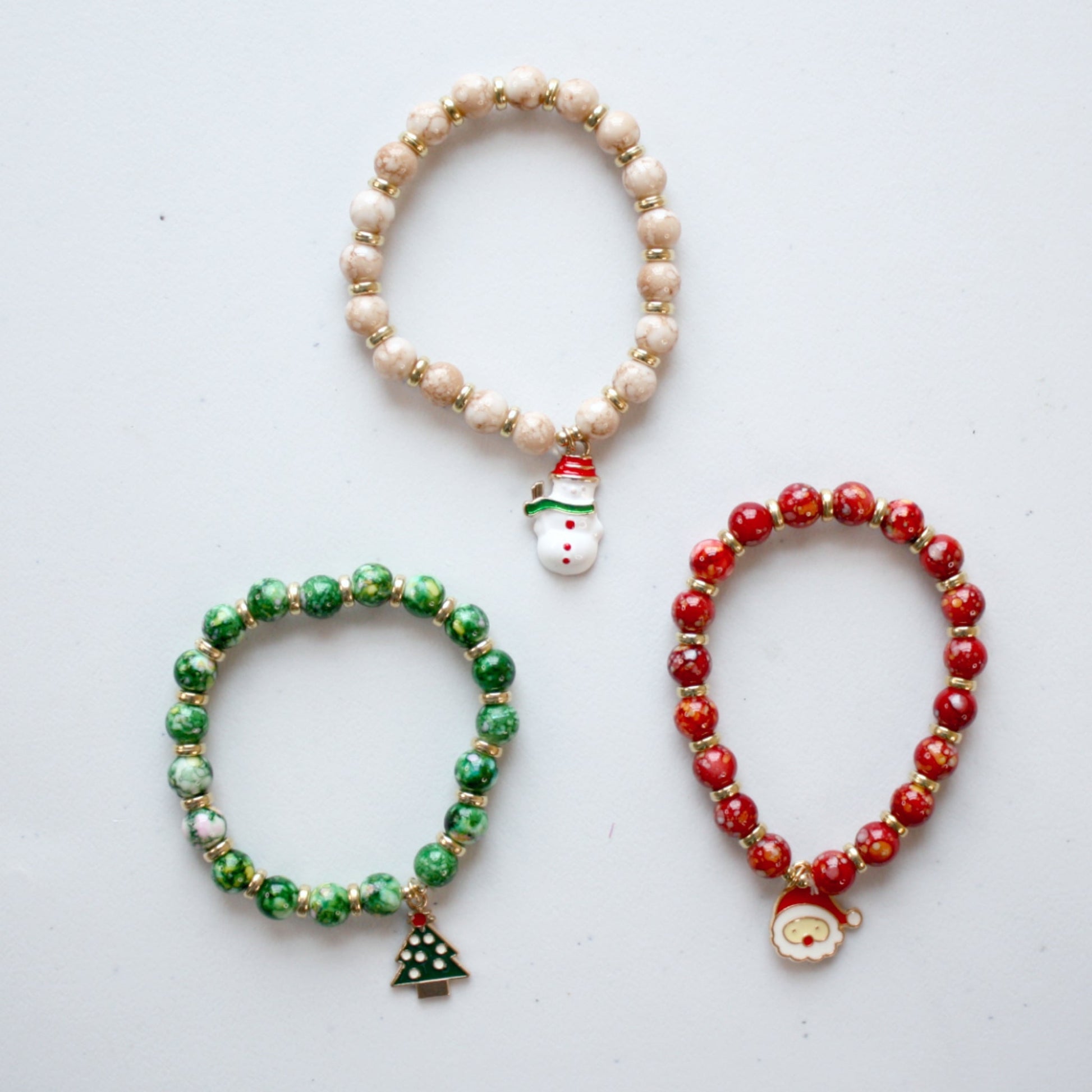 Set of Christmas Stretch Stacking Bracelets - Made in the USA