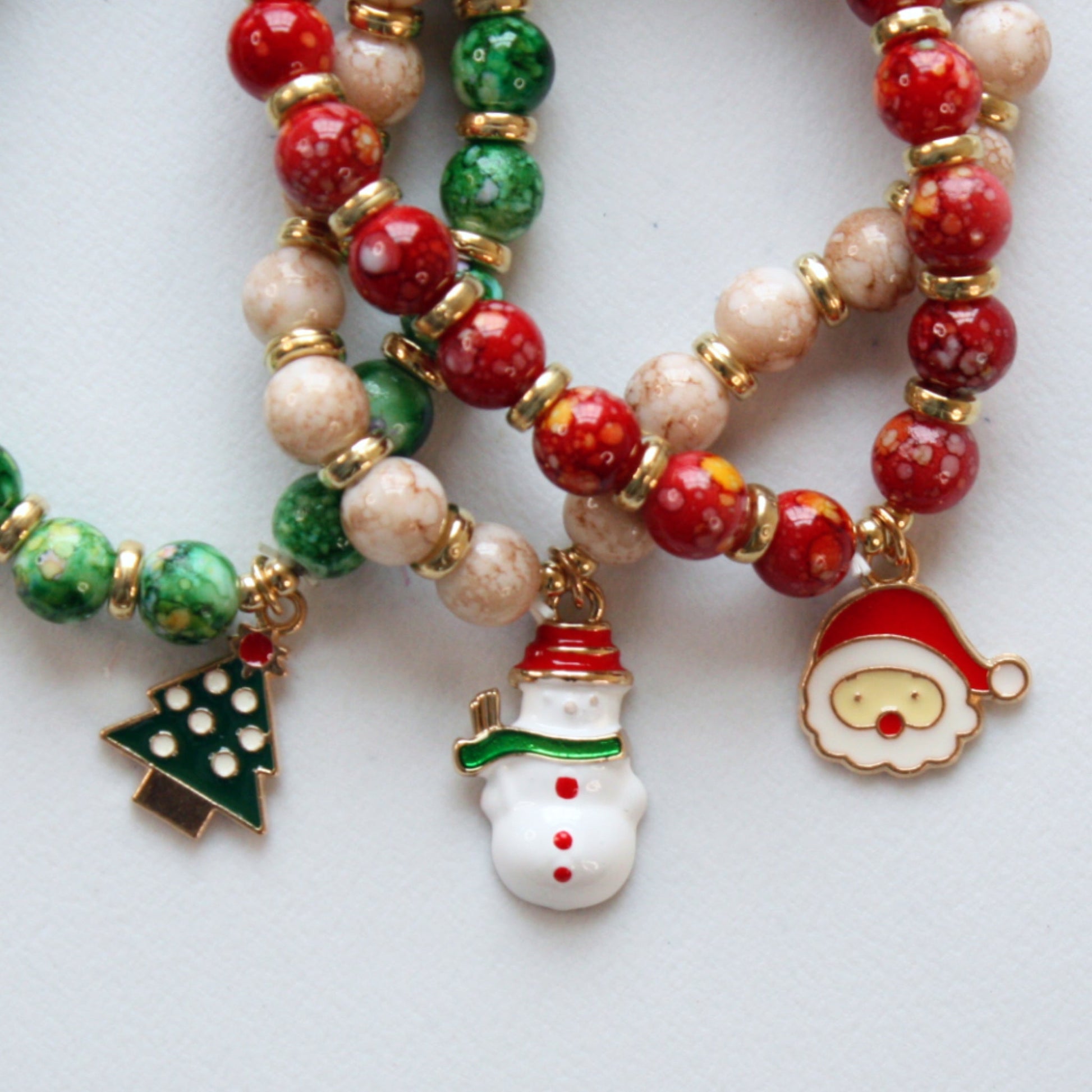 Set of Christmas Stretch Stacking Bracelets - Made in the USA