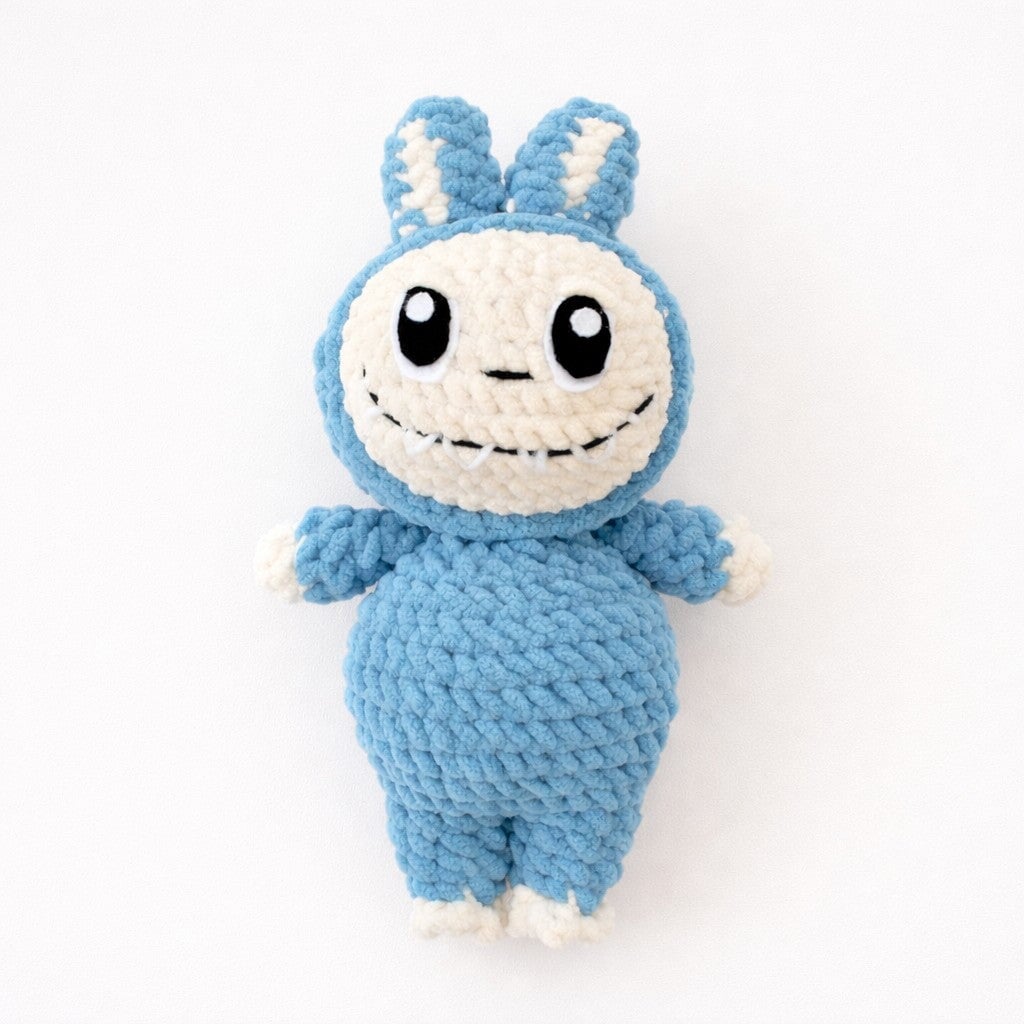 Crocheted Plushie Bunny - Blue (Labubu Inspired) - Made in the USA