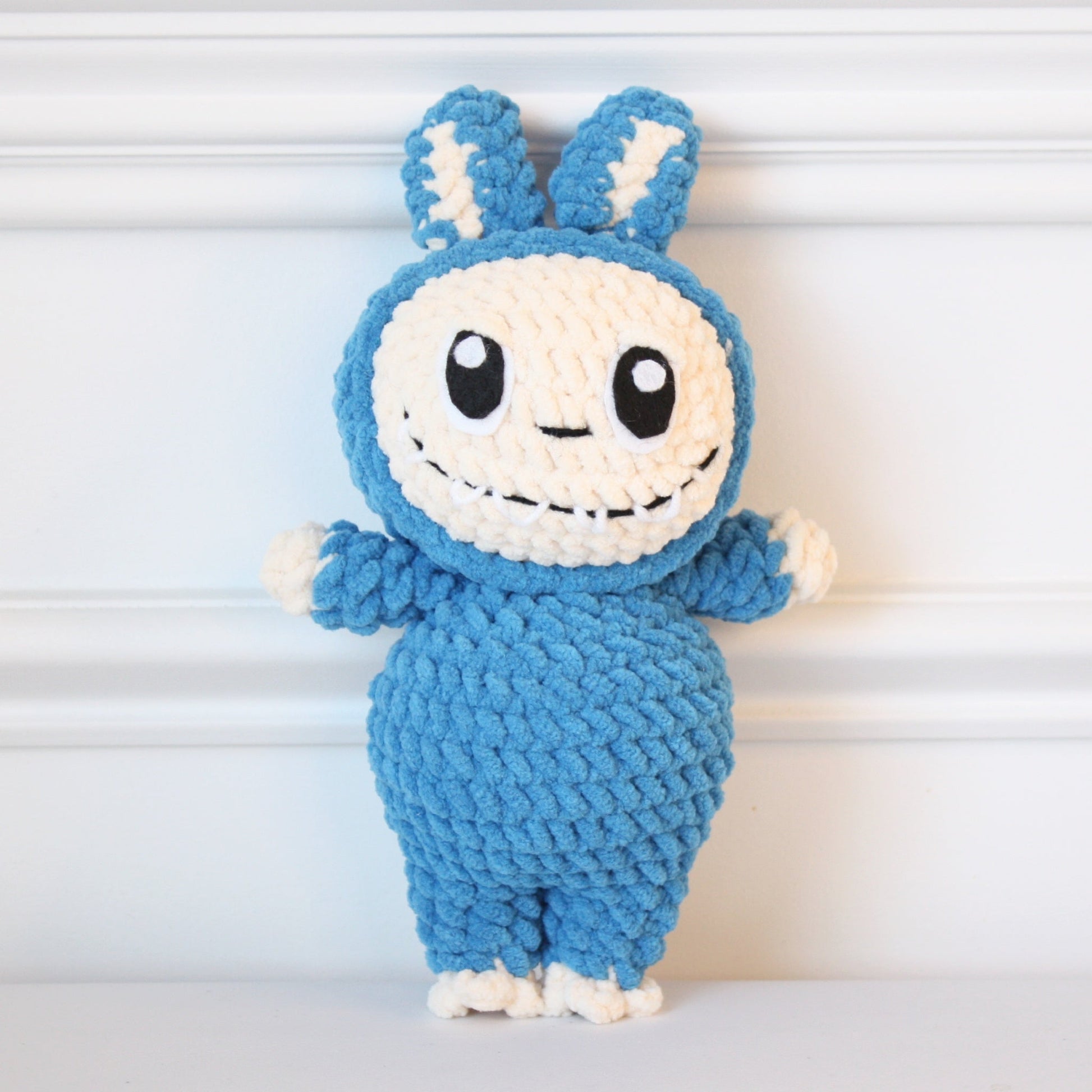Crocheted Plushie Bunny - Blue (Labubu Inspired) - Made in the USA