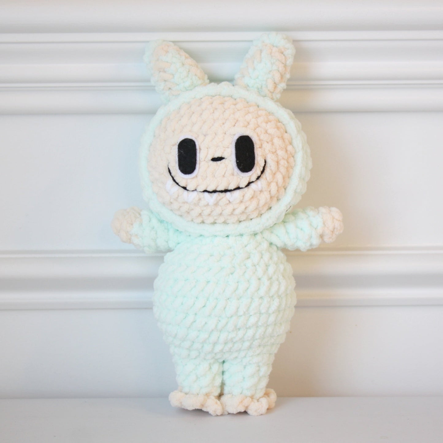 Crocheted Plushie Bunny - Mint (Labubu Inspired) - Made in the USA