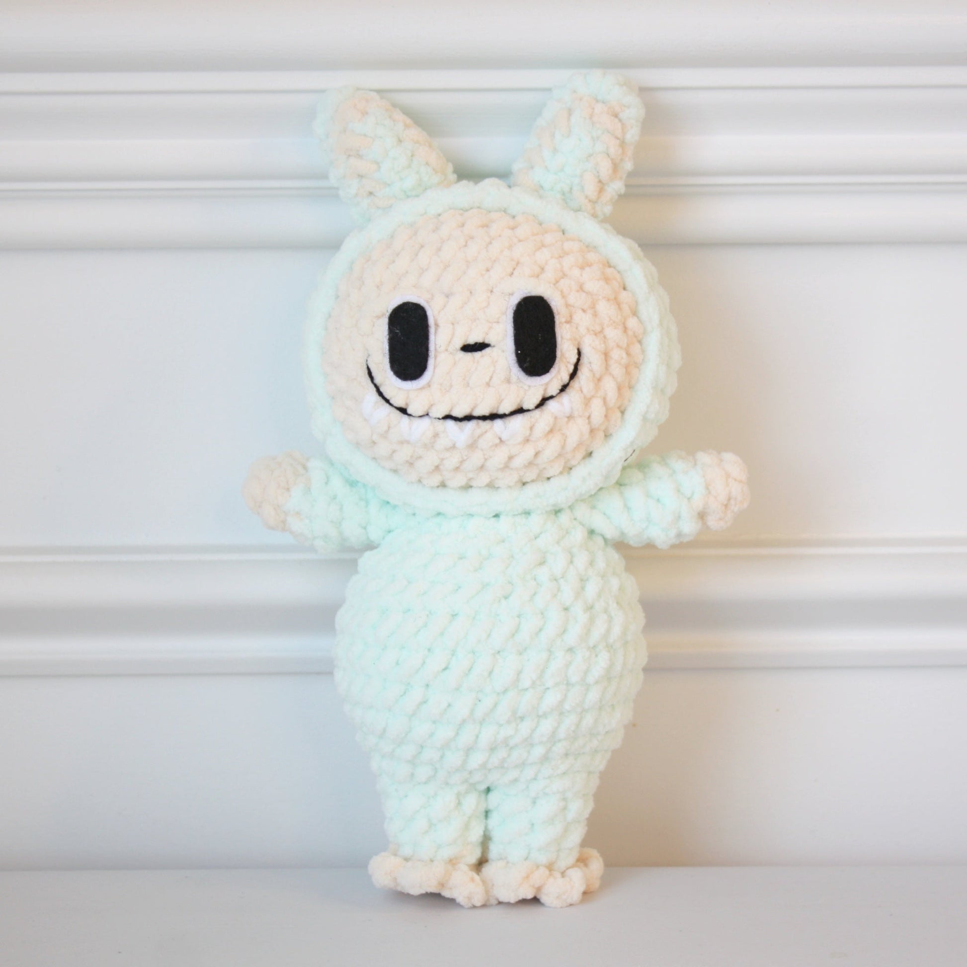Crocheted Plushie Bunny - Mint (Labubu Inspired) - Made in the USA