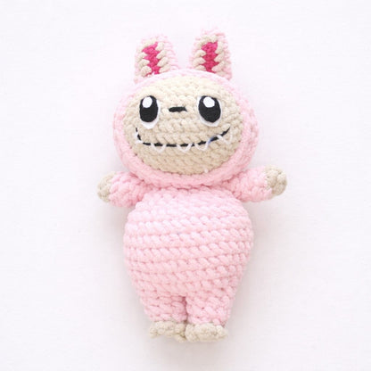 Crocheted Plushie Bunny - Pink (Labubu Inspired) - Made in the USA