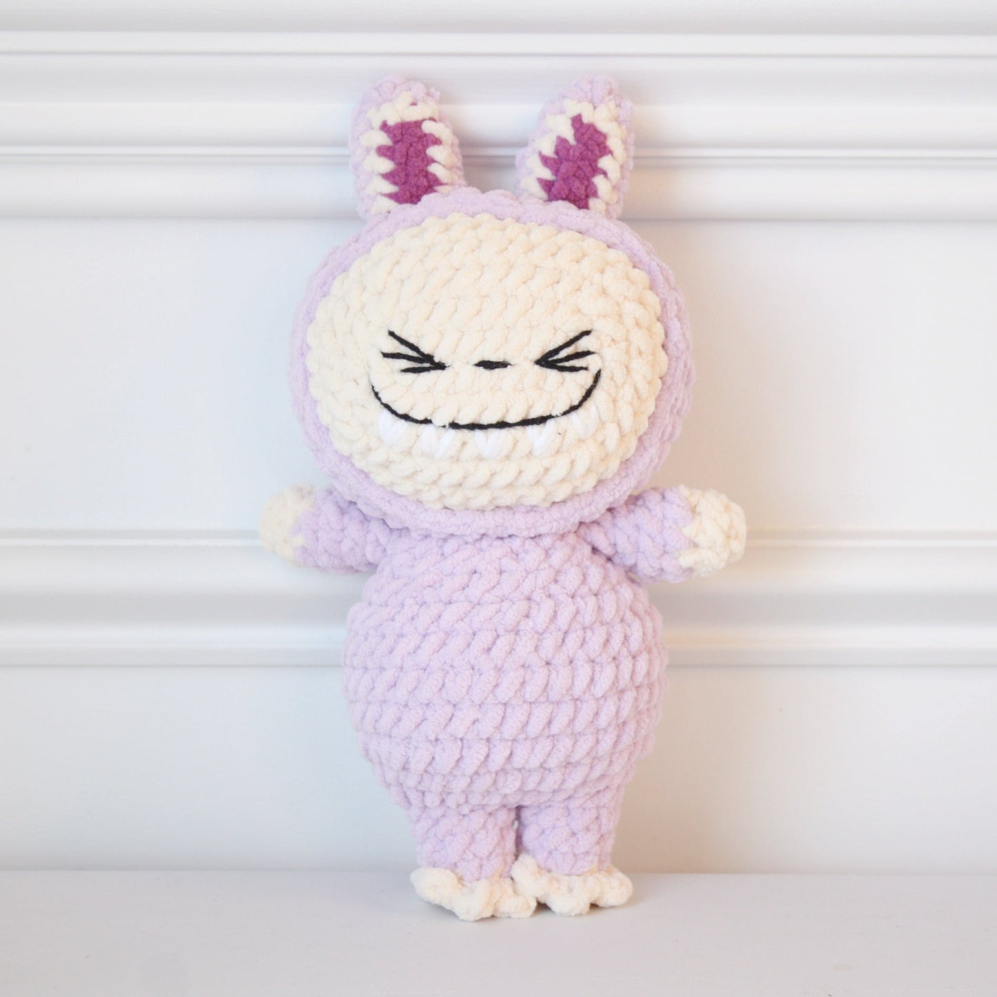 Crocheted Plushie Bunny - Purple (Labubu Inspired) - Made in the USA