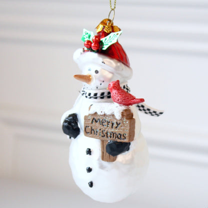 Snowman Glass Christmas Ornaments - Made in the USA