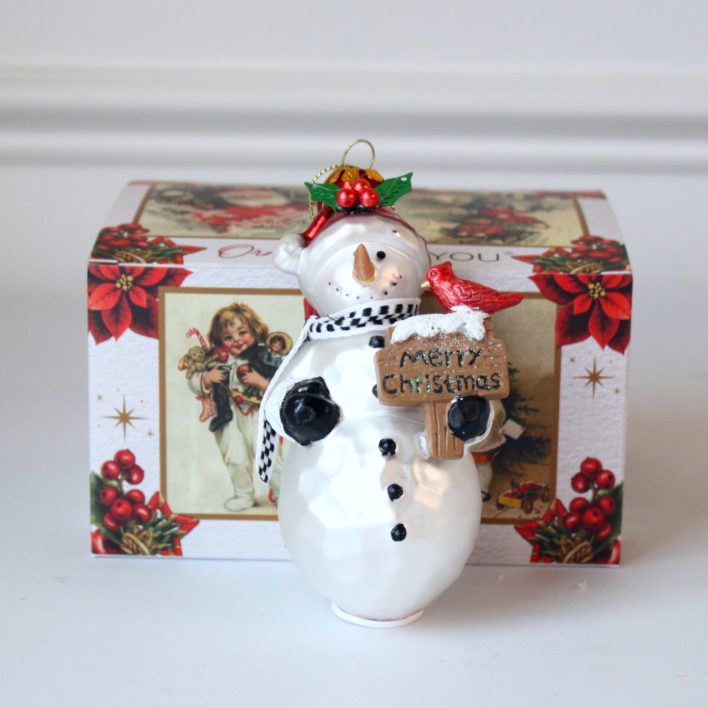 Snowman Glass Christmas Ornaments - Made in the USA