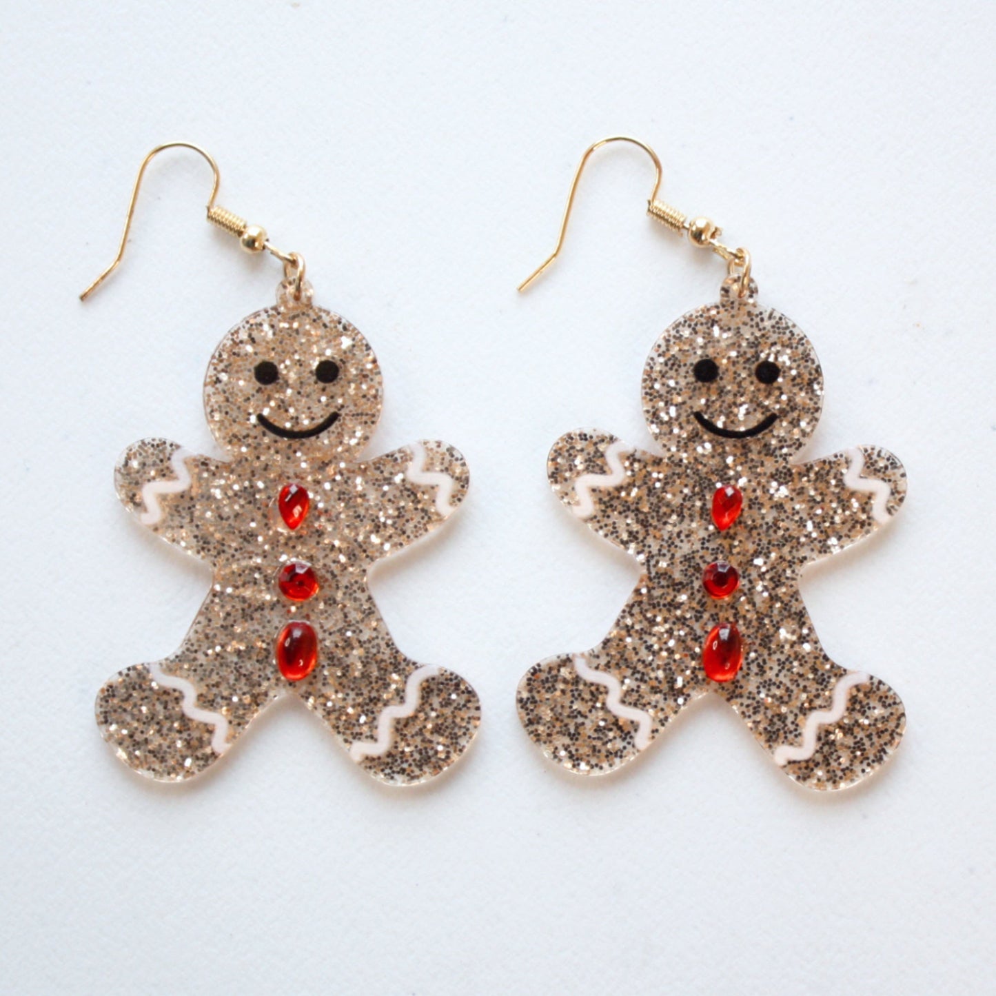 Sparkly Gingerbread Christmas Earrings - Made in the USA