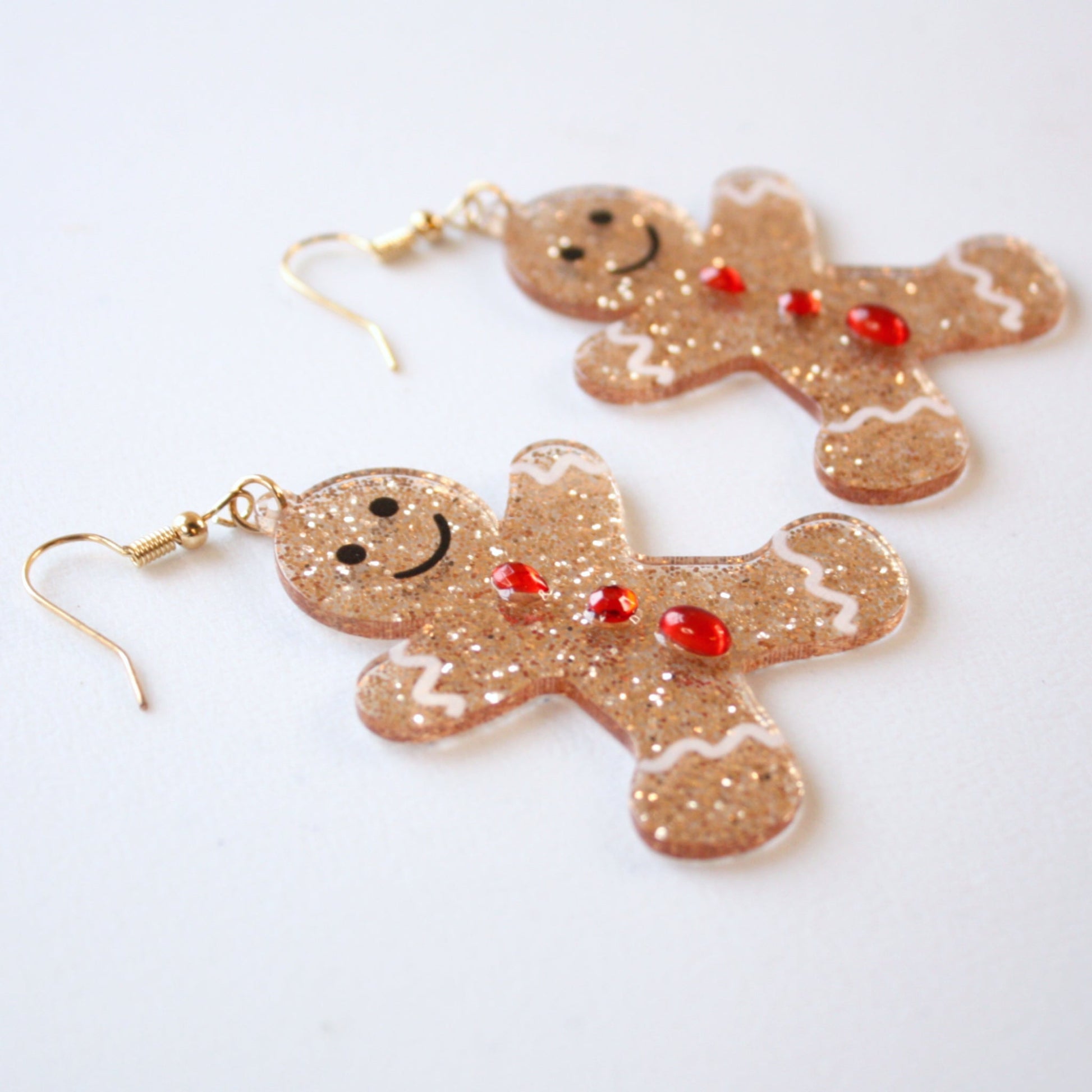 Sparkly Gingerbread Christmas Earrings - Made in the USA
