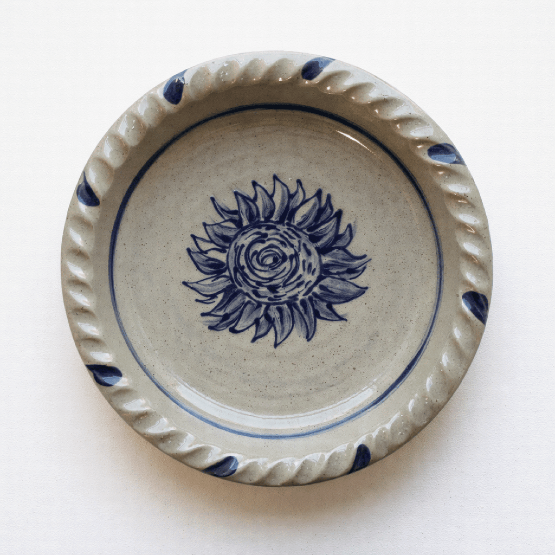 Sunflower Hand Painted Pottery Pie Plate - Made in the USA
