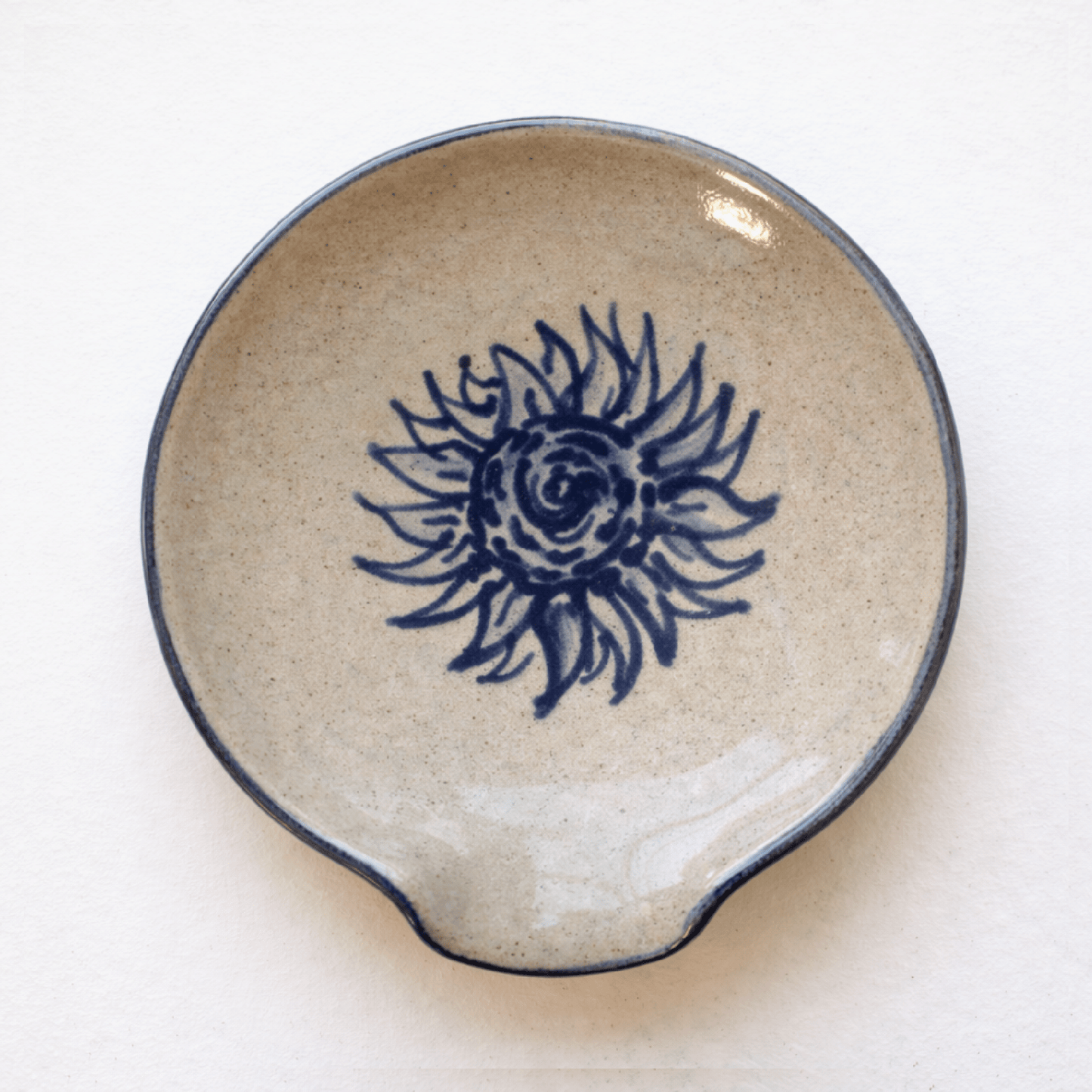 Sunflower Hand Painted Pottery Spoon Rest