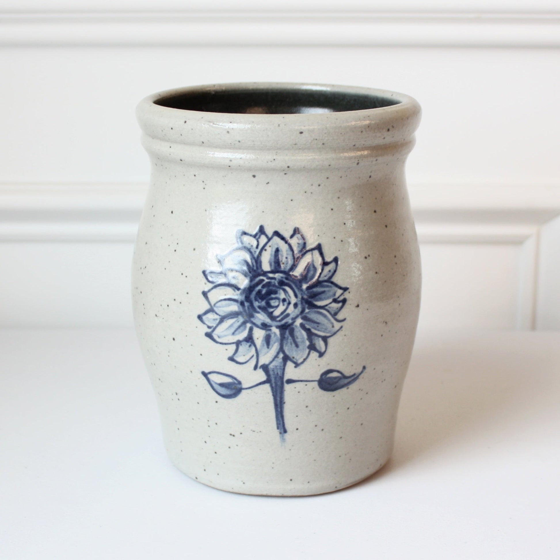 Sunflower Hand Painted Pottery Utensil Holder - Made in the USA