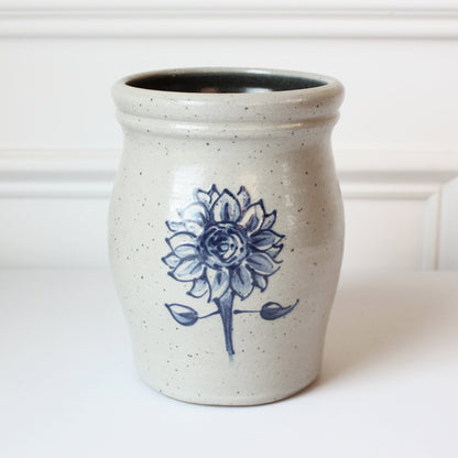 Sunflower Hand Painted Pottery Utensil Holder - Made in the USA