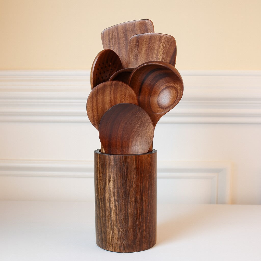 Teak Kitchen Utensils - 7 Piece Set - Made in the USA
