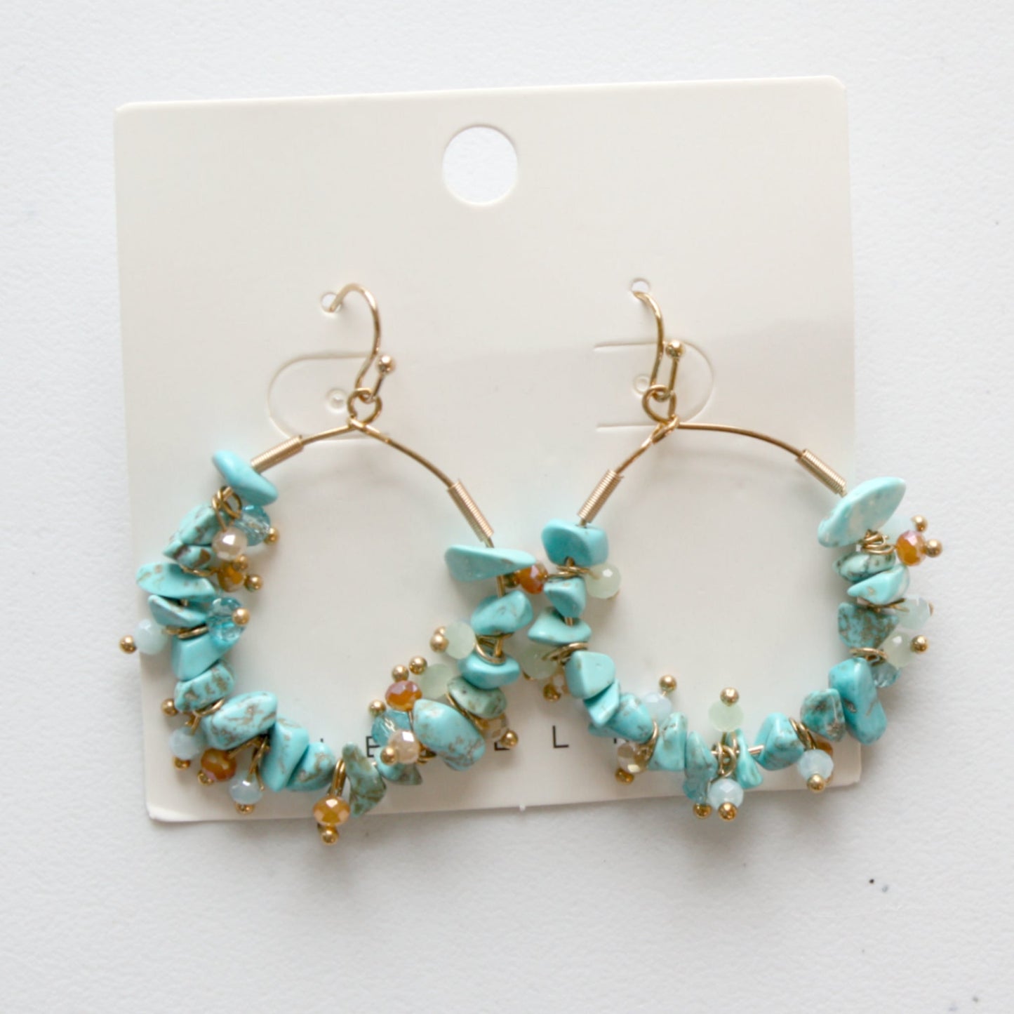 Turquoise Stone Boho Earrings - Made in the USA