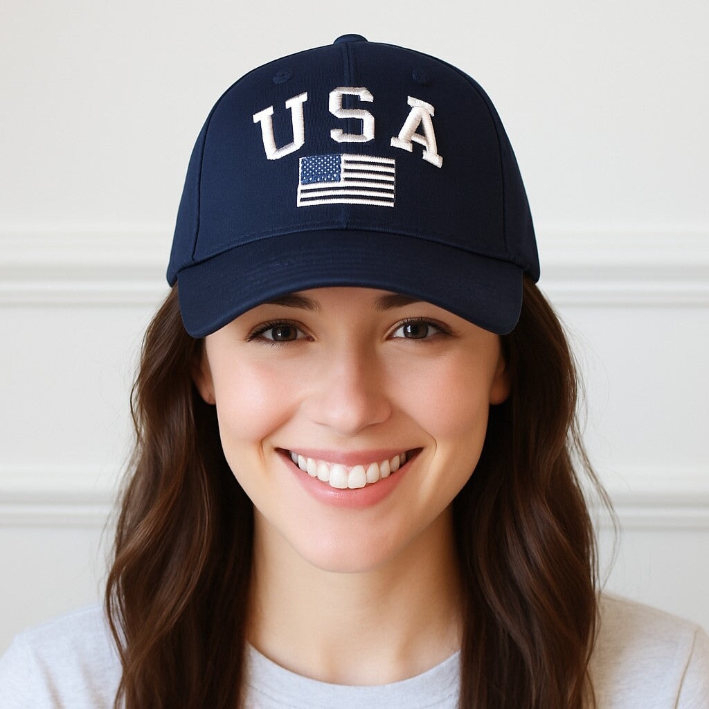 USA Flag Hat in Navy - Made in the USA