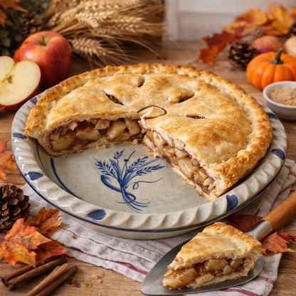 Wheat Pattern Hand Painted Pottery Pie Plate