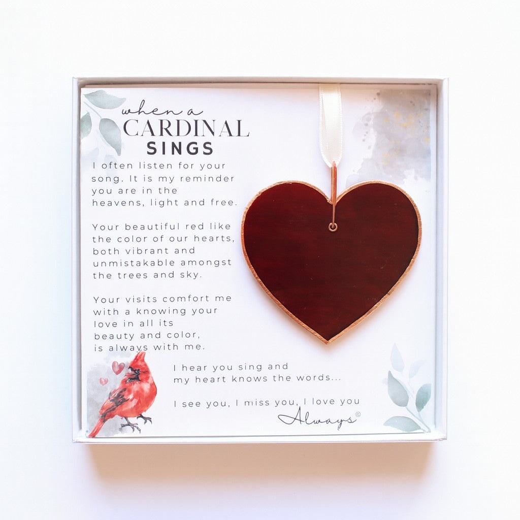 When a Cardinal Sings Memorial Heart - Made in the USA