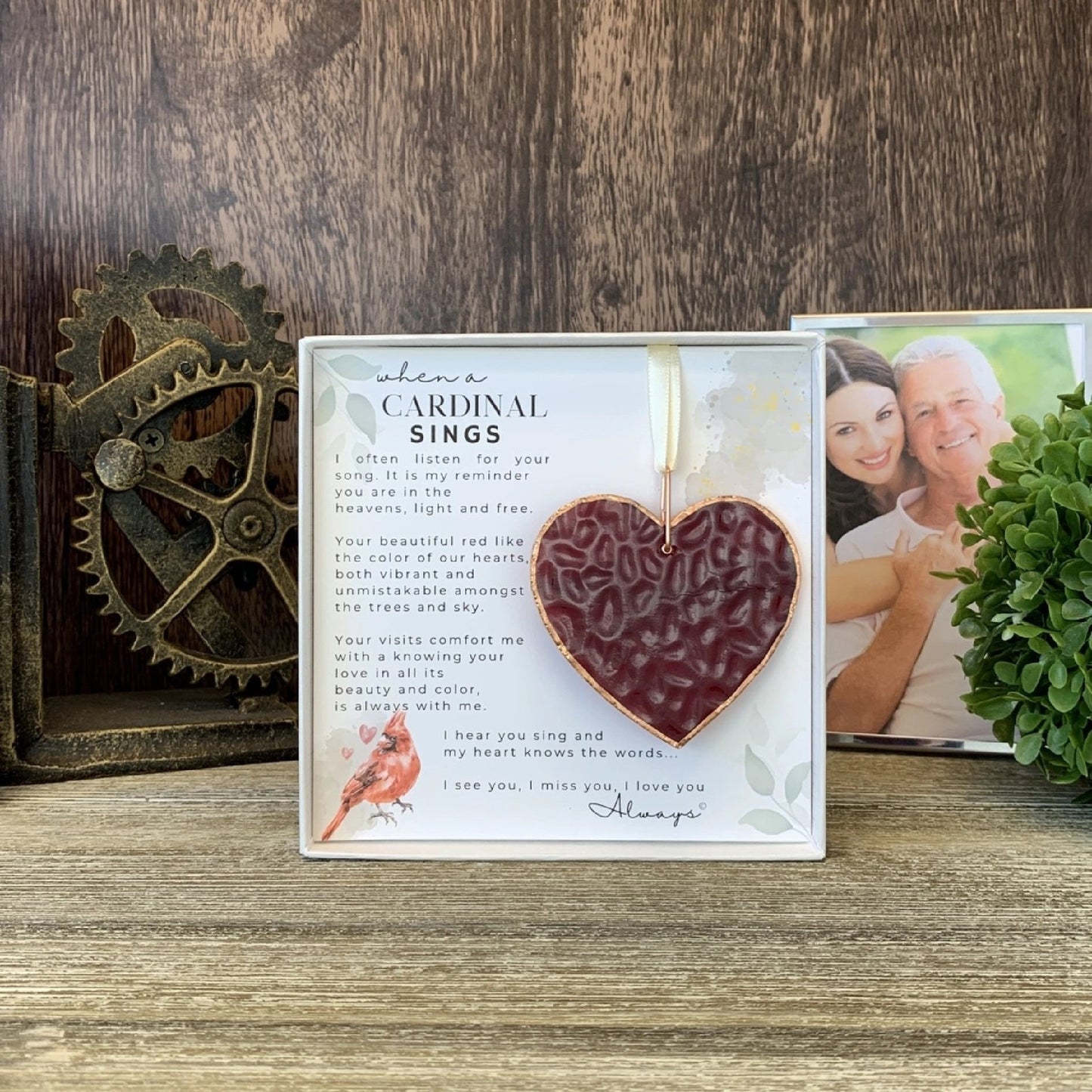 When a Cardinal Sings Memorial Heart - Made in the USA