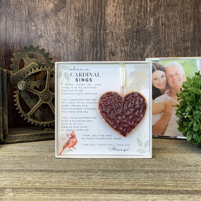 When a Cardinal Sings Memorial Heart - Made in the USA