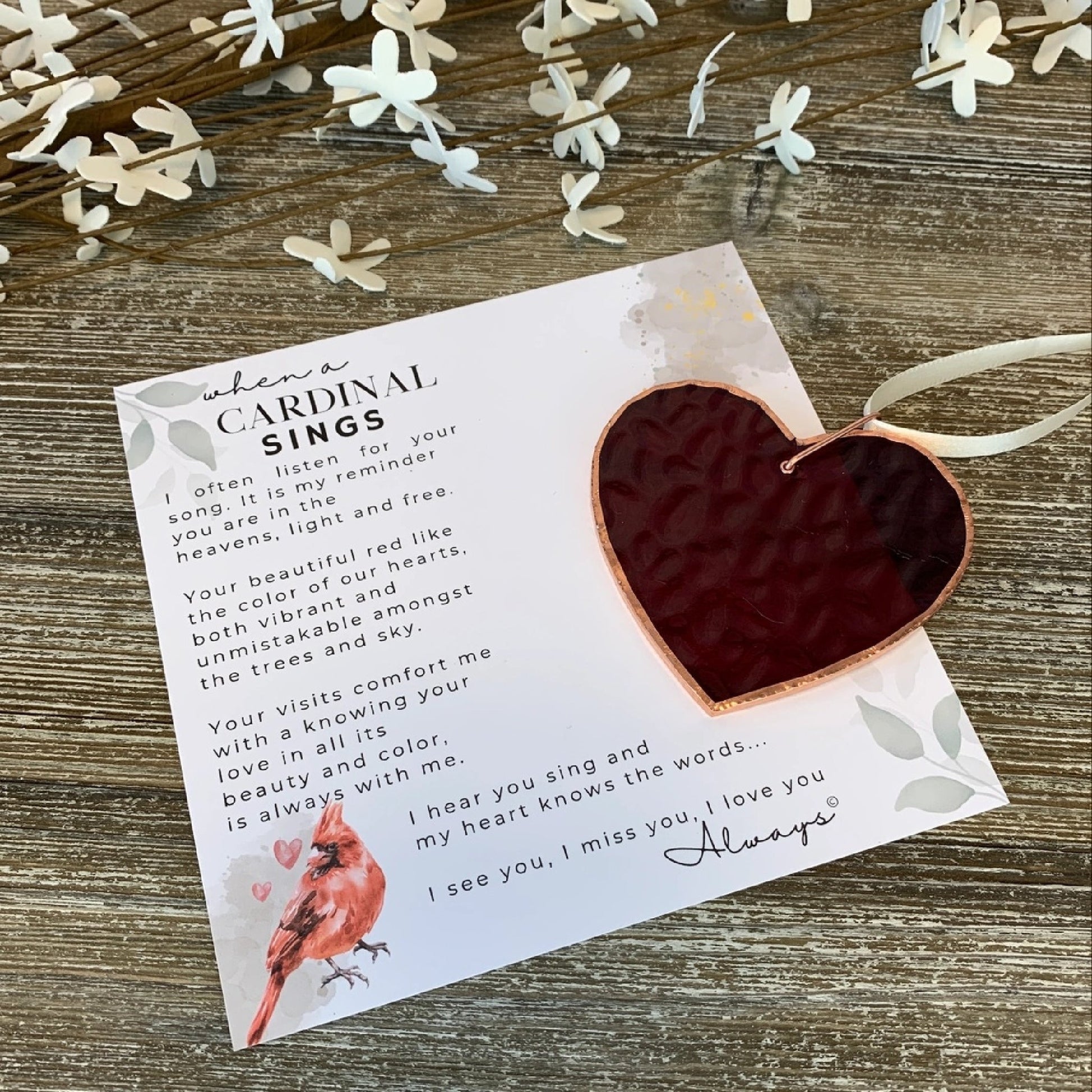 When a Cardinal Sings Memorial Heart - Made in the USA