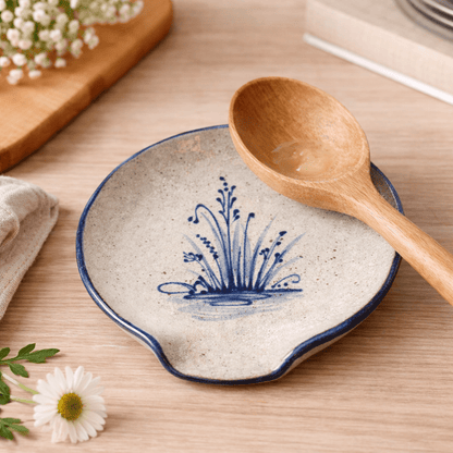Wildflower Hand Painted Pottery Spoon Rest - Made in the USA
