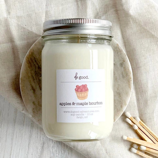 Mason Jar Soy Candle - Apples and Maple Bourbon - Made in the USA