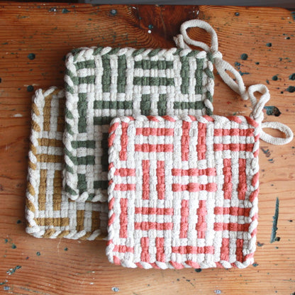 Cotton Handwoven Potholders - Made in the USA