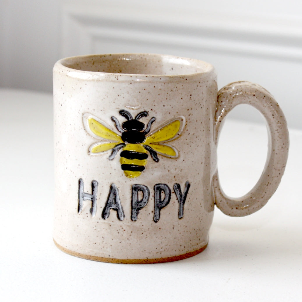 Bee Happy Ceramic Mug - Made in the USA