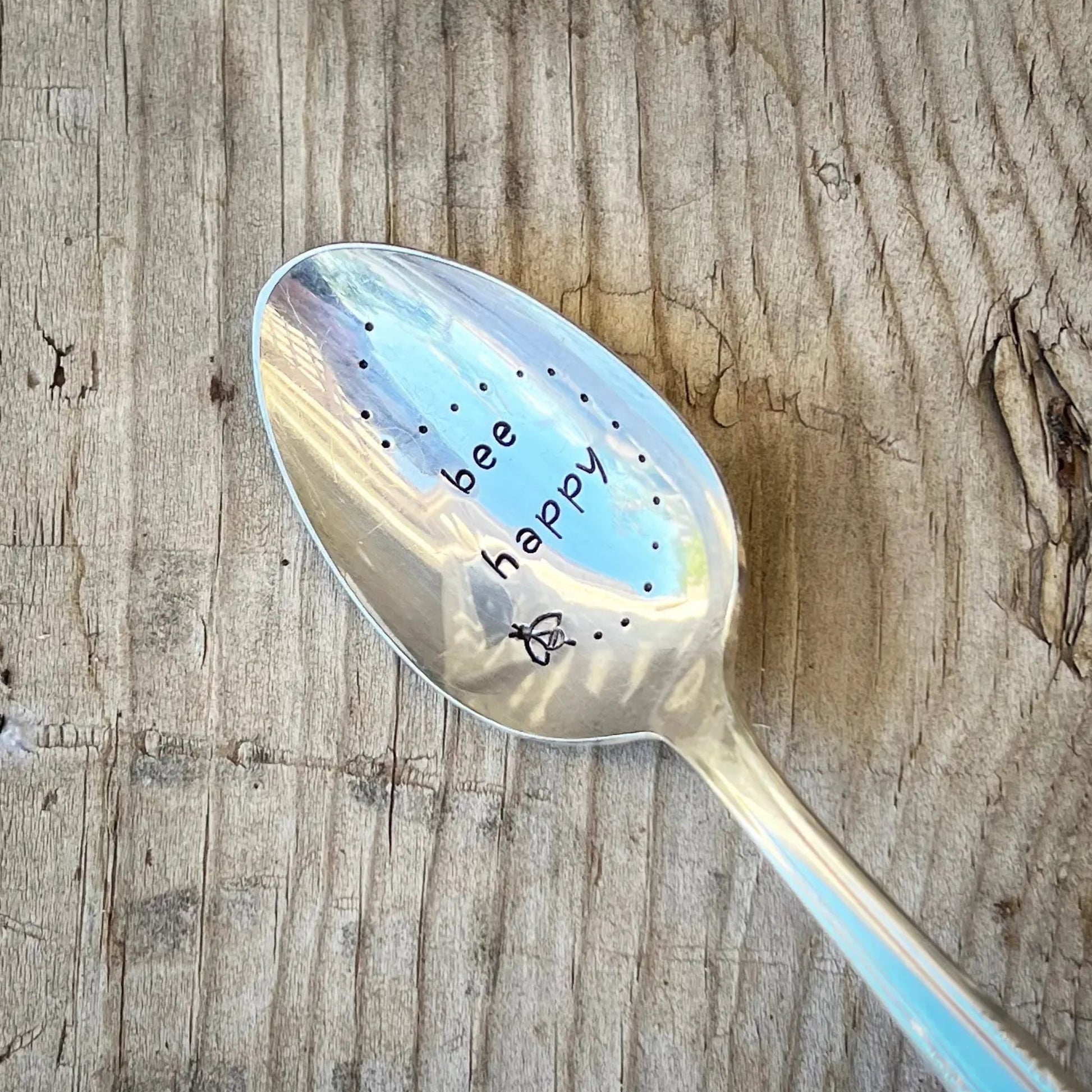 Vintage Stamped Spoons - Bee Happy - Made in the USA