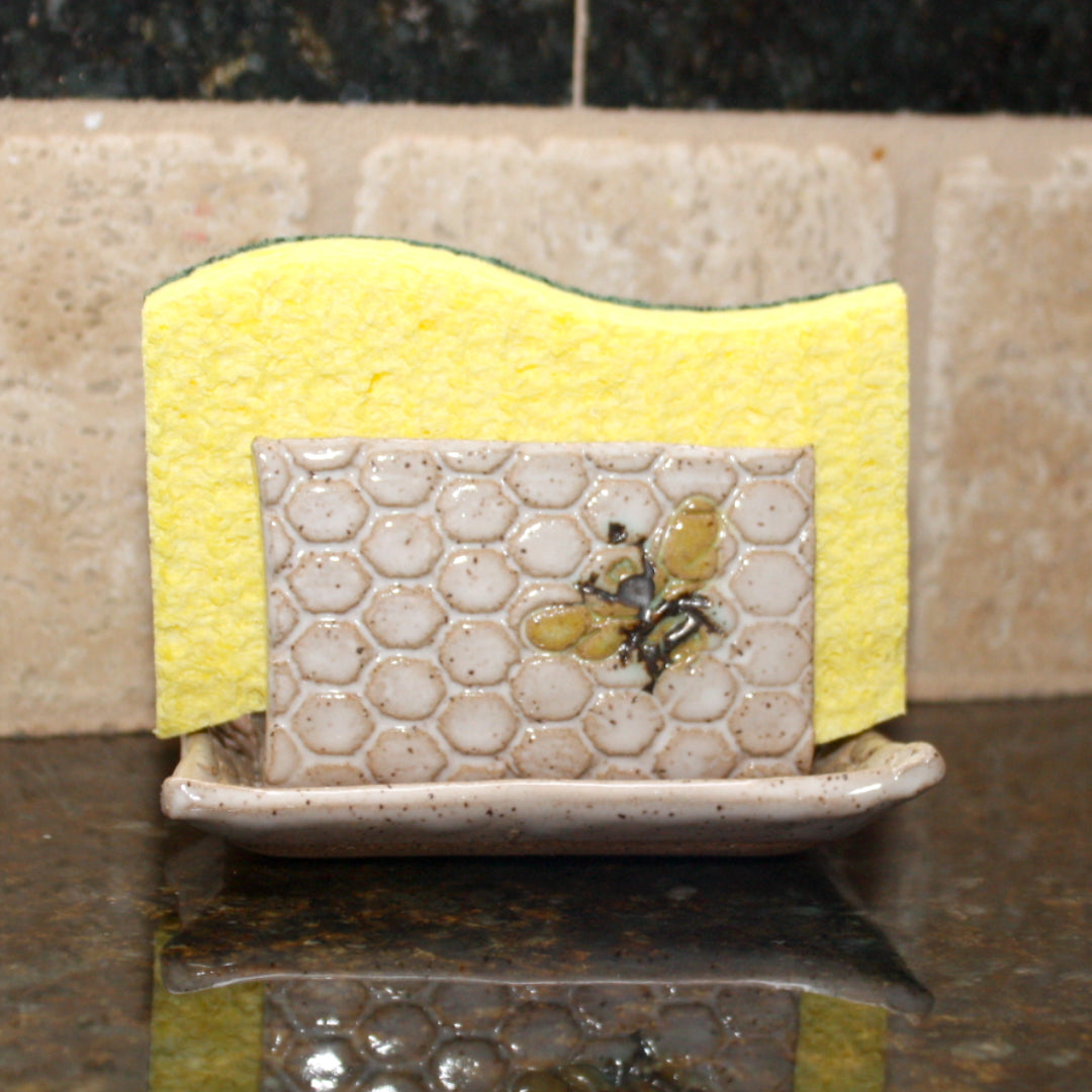 Bumble Bee Cast Iron Footed Soap Dish Tray Sponge Holder Farmhouse