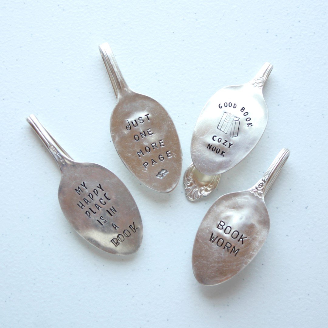 Vintage Spoons - My Happy Place is in a Book Bookmark - Made in the USA